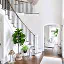 Artificial Fiddle Leaf Fig Tree 6FT - Large Fake Tree with White Planter, Tall Faux Ficus Lyrata Tree Floor Plants for Indoor Home Decor Office Living Room Housewarming Gift, 1Pack