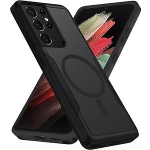for Samsung Galaxy S21 Ultra Case,[Compatible with Magsafe] [Military Grade Drop Tested] Shockproof Magnetic Tough Rugged Protective Phone Case -6.8 inch (Black)