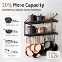 KES 150 lb High-Capacity Oil Rubbed Bronze Pot Rack Wall Mounted with Pot Lid Holder, 34 Inch Heavy-Duty Pots and Pans Hanging Rack with 20 Hooks, Drilling Template Provided for Easy Install