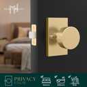 Mega Handles Laura Gold Privacy Door Knob - 1 Pack Reversible Interior Gold Door Knob, Heavy Duty Bed and Bath Door Knobs with Privacy Lock, Fits All Standard Door Sizes - Satin Brass
