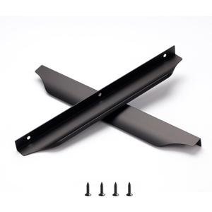 Satanga Edge Finger Tab Pull for cabinets Kitchen Concealed Drawer pulls Aluminum Hidden Door Long Handle for Home 10 Pack Modern Black 11.81" Overall Length Easy Installation