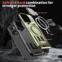 Haeuorey for iPhone 13 Pro Max & iPhone 12 Pro Max Case with Camera Cover & Stand [Compatible with MagSafe] [Built-in Kickstand] [Military-Grade Protection] Heavy Duty Magnetic Phone Case (Green)