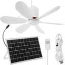 1 Set Portable Solar Ceiling Fan Kit 15w Monocrystalline Solar Panel USB Hanging Ceiling Fan with On/Off Button for Patio Camping Tent Chicken Coop Greenhouse Shed
