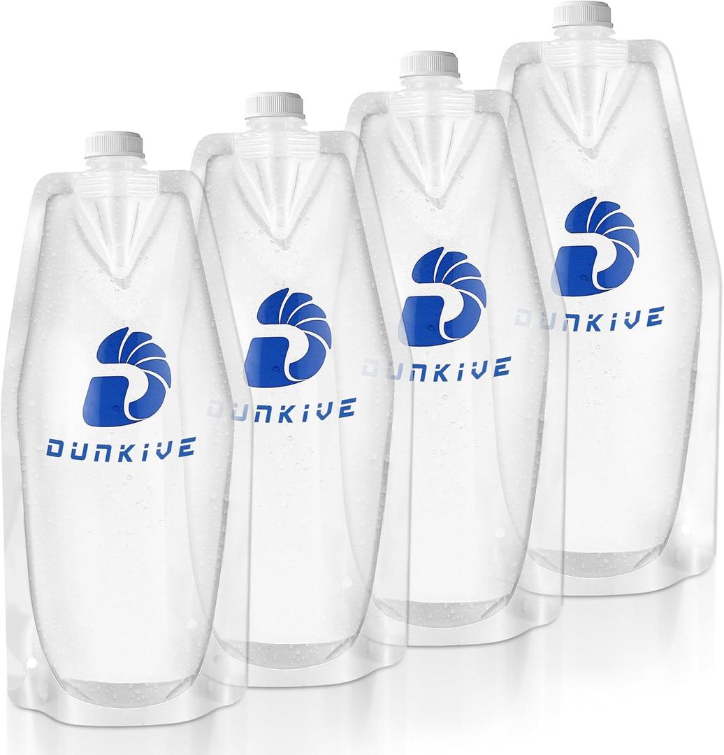 Filter 1L Collapsible Water Bottles Foldable Travel Water Bottle for Traveling, Hiking, Camping, Backpacking - Lightweight, Reusable, Clear Design - 4  33.8oz(4 Pack)