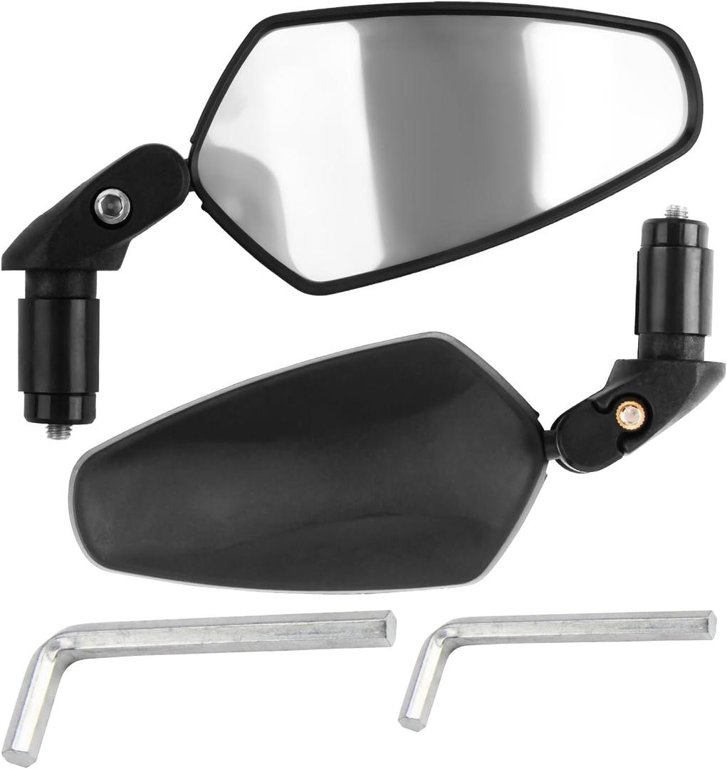 Bike Rear View Mirror for Handlebar End, 1 Pair 360 Adjustable HD Convex Glass Lens, Universal Fit for 18-22mm Inner Diameter, Easy Install, Suitable for Road, Mountain, and E-Bikes