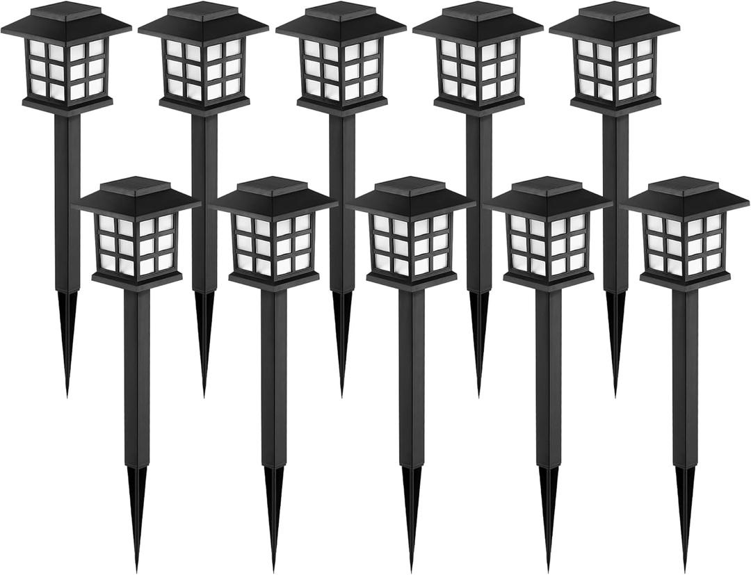 GIGALUMI Solar Outdoor Lights10 Pack LED Solar Lights Outdoor Waterproof, Solar Walkway Lights Maintain 10 Hours of Lighting for Your Garden, Landscape, Path, Yard, Patio, Driveway (Warm White)