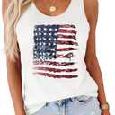 Women's American Flag Racerback Tank Top Patriotic 4th of July Sleeveless Casual Vest (XL)