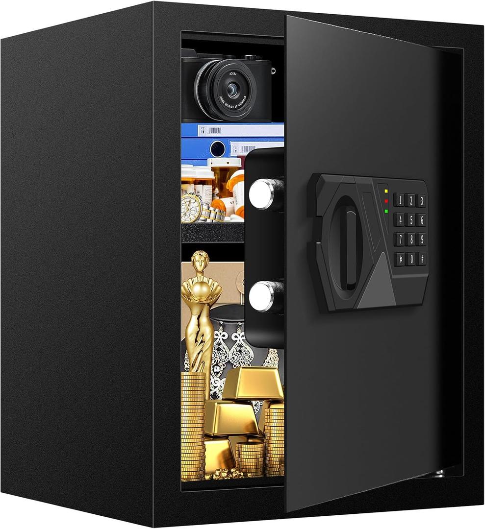 2.8 Cuft Fireproof Safe for Home Use, Digital Home Safes Fireproof Waterproof with Programmable Keypad, Backup Keys and Alarm System, Anti-Theft Home Security Safe Box for Document Money Medicines