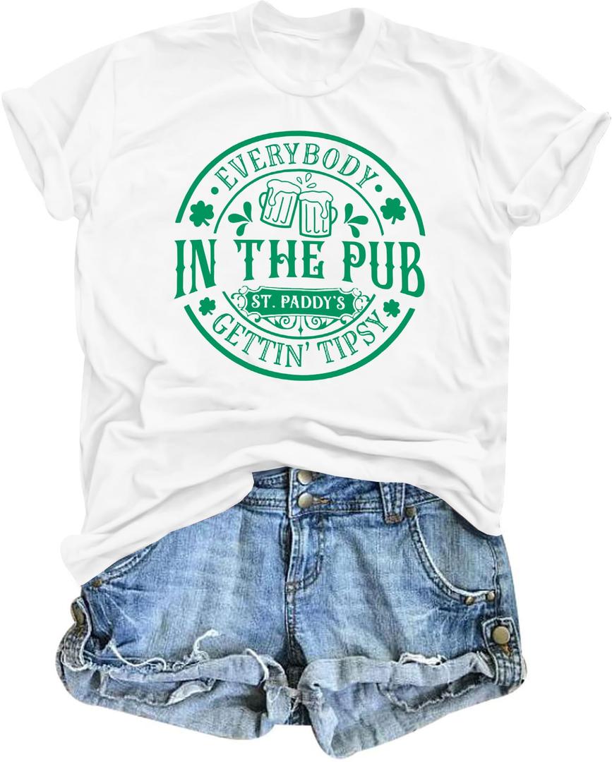 St. Patrick Day Shirt Women: Irish Shamrock T Shirt Patrick Clover Shirts Green Graphic Tees Funny Sayings Tops