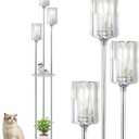 HMVPL Crystal Floor Lamps for Living Room, Modern Floor Lamp with Shelves, 3-Lights Standing Lamp with Crystal Shade, On/Off Foot Switch, Silver Corner Floor Lamp for Bedroom Living Room Office(66") (Chrome)