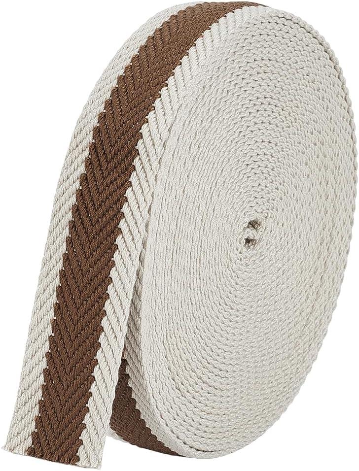 BENECREAT 10 Yards Polyester Cotton Striped Webbing, Fabric Webbing Trim Herringbone Sewing Ribbon for Crafts Bag Handles
