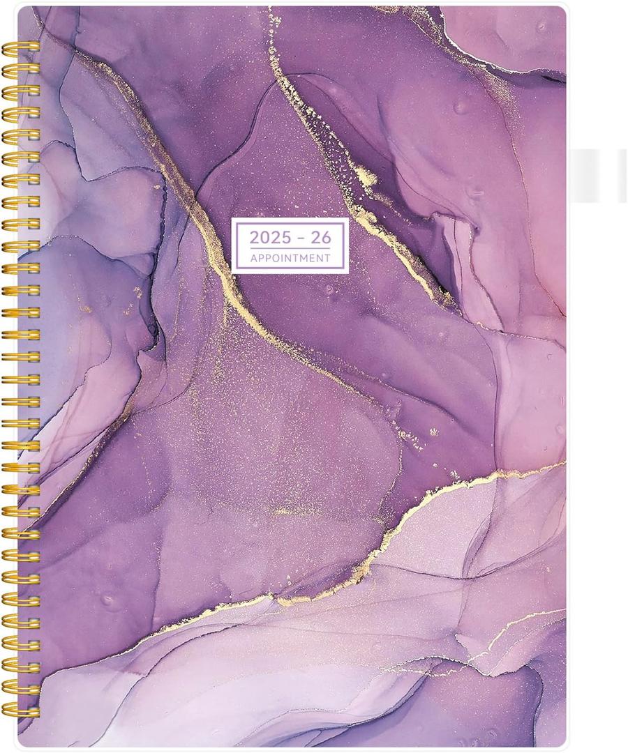 Appointment Planner 2025-2026, Appointment Book Jul.2025 - Jun.2026, AIMPEAK Daily Weekly Planner for Women, 15 Minute Increments, Monthly Tabs, Pocket(Purple, 8.5"x11")