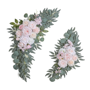 Pink Wedding Arch Flowers Set of 2, Artificial Wedding Arch Floral Swag Arrangement for Reception Photo Backdrop Decoration, Bridal Shower, Baby Shower