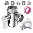 Faucet Diverter Valve with Aerator, 3-Way Diverter Valve for Hand Held Shower, Sink Faucet Splitter for Kitchen and Bathroom, with M22/M24/M26/F28/G1/2" Adapters