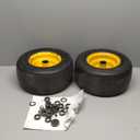 AR-PRO (2-Pack) 13x6.50-6 Flat Free Tire and Wheel, Replacement Solid Smooth Tires for Zero Turn Riding Lawn Mower Front Wheels, 5.5"-7.8" Centered Hub, 3/4" Bearings extra 5/8" & 1/2" Bushings (Yellow(Smooth Tread))