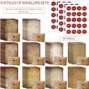 TaoBary 160 Pcs Stationery Paper Set 50 Double Sided Stationery Papers with 50 Matching Envelopes and 60 Round Dot Sticker, 10 Design(Vintage Antique,5.5 x 8.25 Inch)