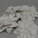 GREENTIME 12 Pcs Glitter Poinsettia 5.5" Artificial Flowers Christmas with Clips Stems Xmas Tree Ornaments for New Year Party Stairs Fireplace Porch Balcony Garden Church Wreath Decoration (White)