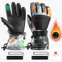 Ski Gloves,Snow Gloves,Waterproof Cold Weather Winter Gloves for Parent Boys Girls- Cycling, Driving, Running (L(Women size L-XL and Men size S-M), Blue)