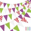 SmoothNovelty 5 Pieces Birthday Party Decorations Cartoon Party Decorations Banners Themed Birthday Decor Purple Green White Triangle Pennant Flag Garlands