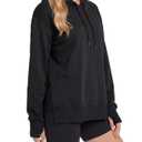 LYANER Women's Hoodies Side Slit Long Sleeve Thumb Hole Casual Loose Sweatshirts Black X-Large