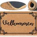 Jec&Smis Welcome Mat Velkommen Door Mats for Home Entrance Funny Doormat, Coir Fiber Outdoor Doormats for Entrance Anti-Slip PVC Backing 18" x 30"