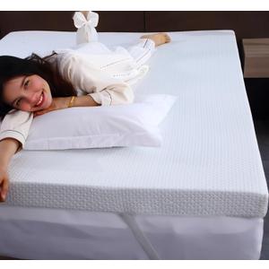King Mattress Topper, 3 Inch Memory Foam Mattress Topper King, High Density Mattress Pad Comfort Cooling, Bed Topper with Removable Cover and 4 Adjustable Elastic Straps White