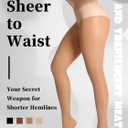 DancMolly Sheer to Waist Control Top Pantyhose, 2 Pairs Women's Tights T-Crotch, Everyday Office Wear, Medias de Mujer (XL)