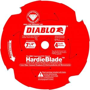 Diablo PCD Fiber Cement HardieBlade with Non-Stick Perma-Shield Coating - 7-1/4" x 4 Tooth - 1-Pack - D0704DHA