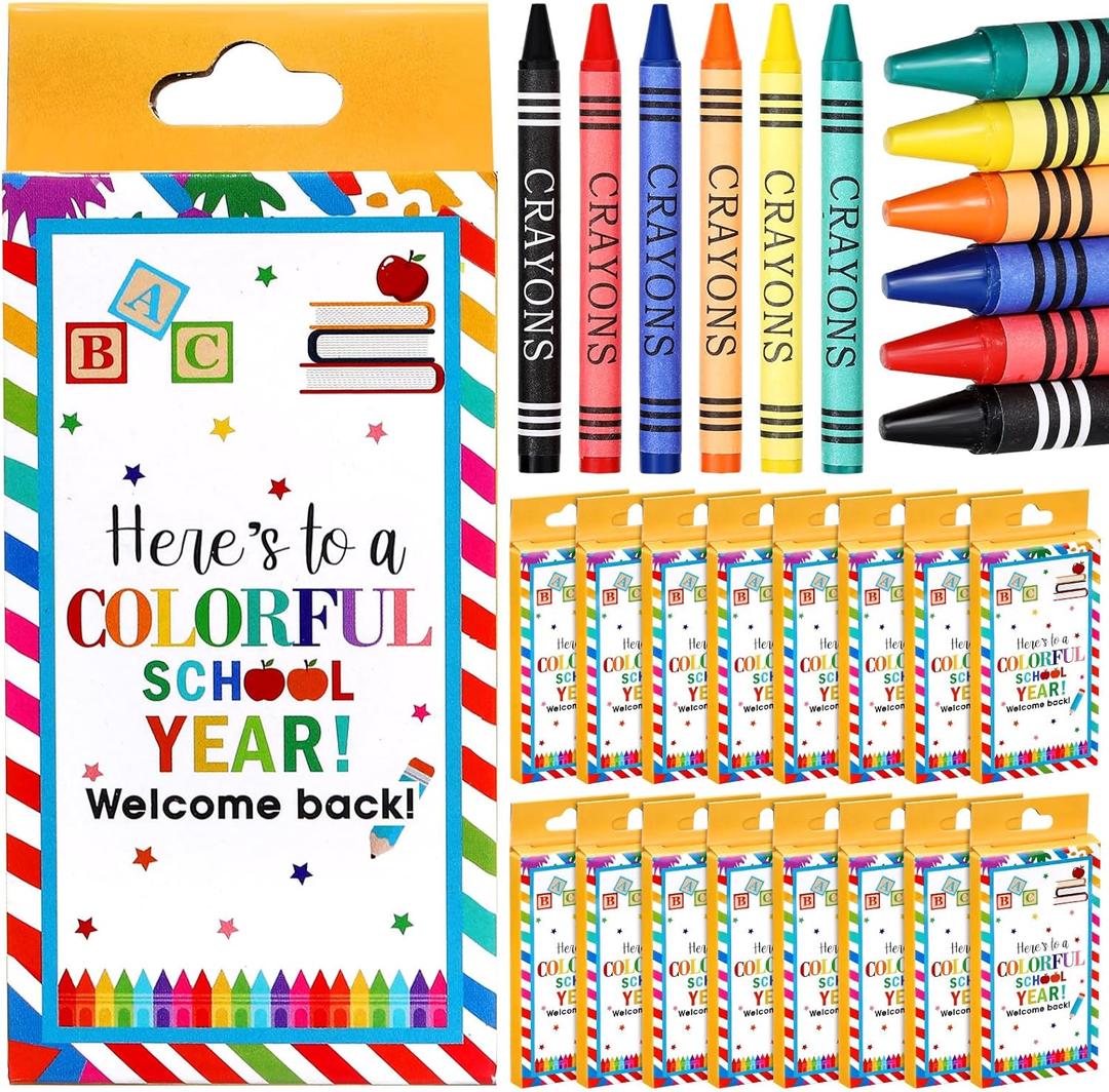 28 Packs 6 Colors Crayons Bulk Back to School Crayons Bright Color Individual Packs Assorted Colors Art Set for Kids School Supplies