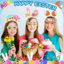 48 Pcs Paper Easter Glasses and Headband for Adult Bunny Ear Eyeglasses Easter Egg Headwear Rabbit Chick Photo Prop Costume Favor Gift Decor Supplies Basket Stuffer