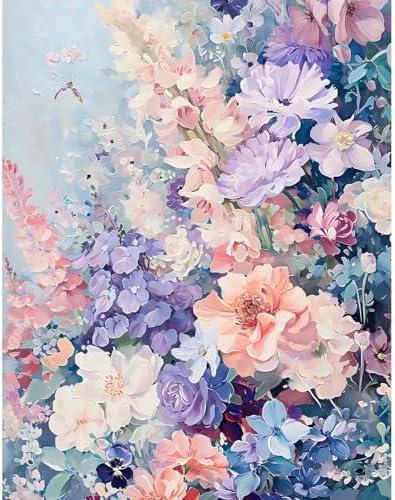 Flower Diamond Art Kits for Adults 12x16 Inch, 5D Diamond Art Paintings Kit for Adults Beginners, DIY Gem Painting Kits with Full Round Drill for Relaxation & Home Wall Decor