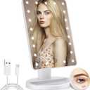 COSMIRROR Lighted Makeup Vanity Mirror with 10X Magnifying Mirror, 21 LED Lighted Mirror with Touch Sensor Dimming, 180°Adjustable Rotation, Dual Power Supply, Portable Cosmetic Mirror (White)