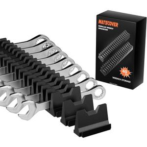 3 x 40PCS Modular Wrench Organizer Wrench Holder - Wrench Tool Organizers for Tool Drawer Storage, Wrench Storage Set with Metric & SAE Label, Wrench Rack Tool Gift for Professional Mechanics Men, Black