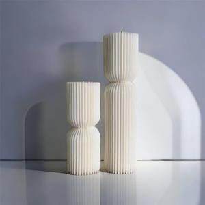 She and Brie Aesthetic Ribbed Pillar Candle Set| Aesthetic Room Decor| Wedding table decor| Dinner Candles| Candle Gift Set| Column Candles| Hourglass Pillar| Set of 2