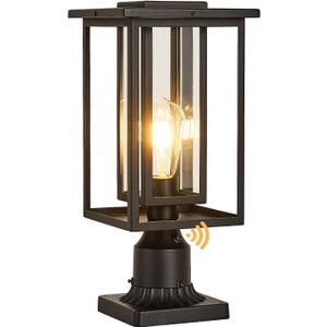 Large Outdoor Post Lights with Dusk to Dawn Sensor, Hardwired Exterior Pillar Lamps with Tempered Glass, Waterproof Aluminum Outside Pole Lights for Pathway, Garden, Patio