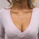 SHENHE Women's V Neck Wrap Top Sexy Low Cut Long Sleeve Knit Shirt Fall Going Out Tops (M)