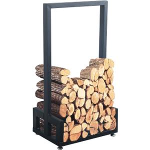 MBQQ Industrial & Rustic Heavy Duty Firewood Log Rack for Home Fire Place Decoration,Indoor Outdoor Wrought Iron Firewood Holders,Lumber Storage Stacking, Black [11.8"D x 24"W x 24"H]