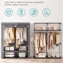 SONGMICS Closet Wardrobe, Portable Closet for Bedroom, Clothes Rail with Non-Woven Fabric Cover, Clothes Storage Organizer, 55.1 x 16.9 x 68.5 Inches, Gray URYG02GY
