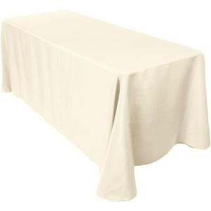 2 Pack 90 x 132 Inch Rectangle Ivory Polyester Tablecloth, Table Cover, Stain and Wrinkle Resistant, Washable for Dining Table, Wedding Reception, Banquet, Party