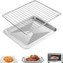 Air Fryer Rack and Tray Replacement for Breville Oven BOV845BSS, 14''x 11.6''&11.77''*11.77', Air Fryer Grill Set Stainless Steel Basket Wire Rack Accessories Parts, Dishwasher Safe