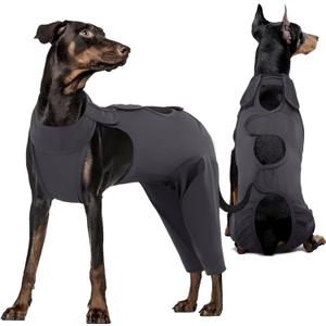 Kuoser Dog Surgery Recovery Suit, Thigh Wound Protective Sleeve for Dogs, Dog Recovery Sleeve for Female Male Dogs, Pet Surgical Suit for Spay Neuter, Dog Onesie After Surgery, Gray L (L (Prioritize CHEST GIRTH:23.6-27.6''))