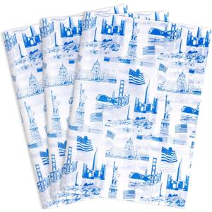 2 x MR FIVE 60 Sheets Blue American Buildings Tissue Paper Bulk,14" x 20",Blue Iconic Buildings Pattern Tissue Paper for Gift Bags,Blue Tissue Paper for Independence Day 4th of July Holiday Party