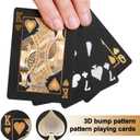 2 x KashoClean Playing Cards, Waterproof Plastic Playing Cards, Easy Shuffling Black Gold Pattern Durable Deck of Cards for Water Card Games and Party - Black