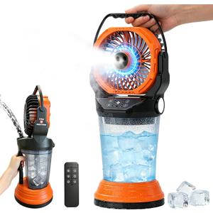 Portable Misting Fan for Outside, Rechargeable Mist Fan with 30000mAh Battery & Remote, 120° Auto Oscillating, 2L Water Tank, 4 Speeds & 3 Timers Spray Fan for Camping Patio Backyard