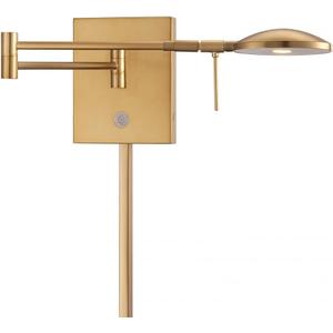 GEORGE KOVACS P4338-248 George's Reading Room LED Swing Arm Wall Lamp, 1-Light, 8 Total Watts, 6.25-in H x 14.75-in W, Honey Gold