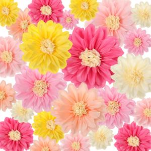 Geyee 18 Pcs Mexican Paper Flowers Colorful Fiesta Tissue Paper Flowers Pom Poms Mexican Carnival for Floral Party Backdrop Wedding Birthday Party Craft, 6" 8" 10" (Vivid Color)
