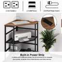 VEDECASA Corner Printer Stand Table with Power Outlet Charging Plugs USB Port Adjustable Storage Shelf Computer Tower CPU Stand Holder for Home Office (Brown)