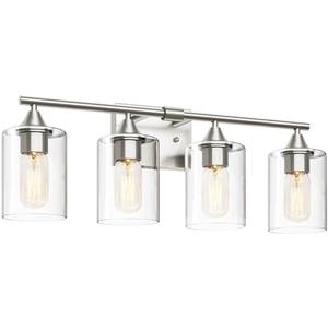 XPEHK 4-Light Bathroom Light Fixtures,Brushed Nickel Vanity Lighting Fixtures,Modern Wall Lighting Sconces for Mirror Bedroom Living Room Vanity Table Hallway