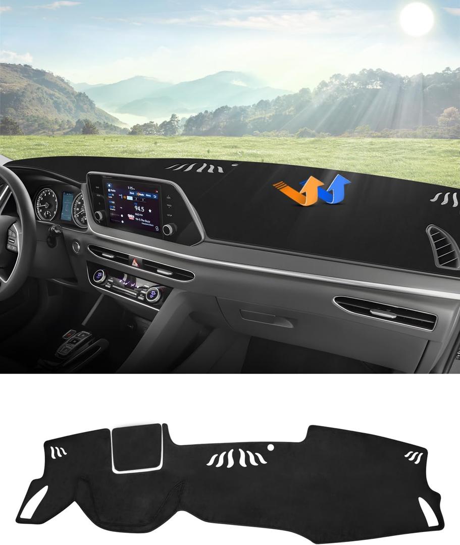 Autorder Dashboard Cover Mat for Hyundai Sonata 2020 2021 2022 2023 Accessories Dash Cover Flannel Dash Mat Sunshade Glare UV Rays Protector (NOT for 2024)