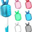 Toothbrush Covers Caps, Clip-On Toothbrush Protector for Household Travel, Brush Head Pod Case Fits Most Manual and Electric Toothbrushes, 6 Count (Transparent without Glitter)